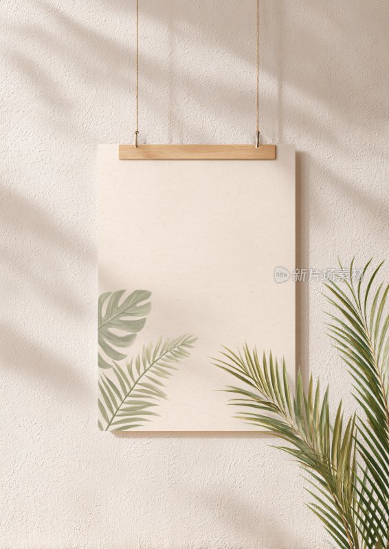 简约挂画与绿植装饰场景