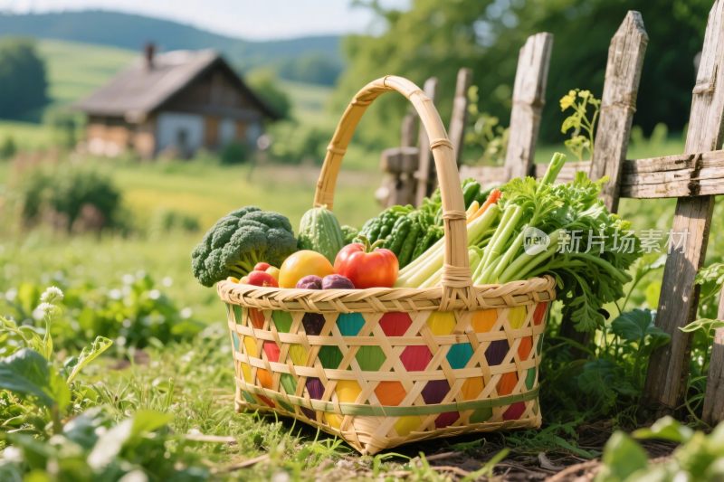 田园蔬果篮乡村场景