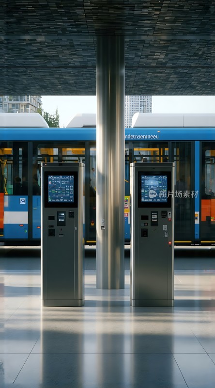 现代交通枢纽智能闸机与公交车