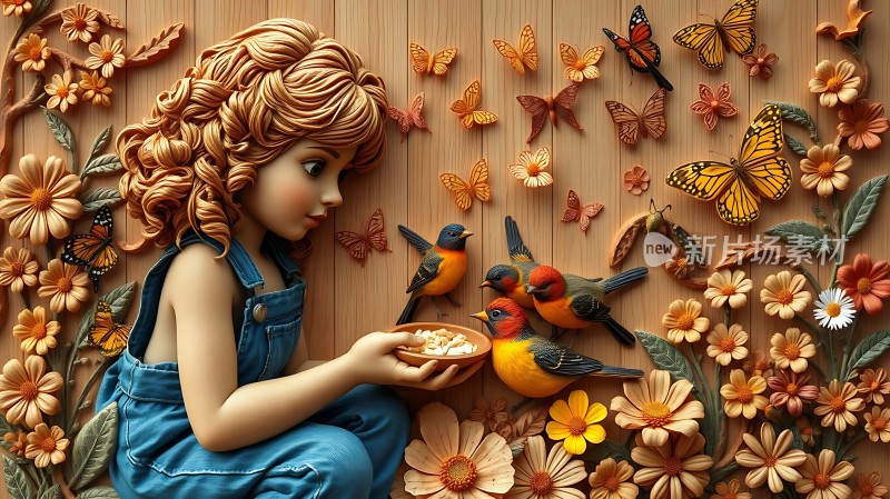 女孩与自然和谐共处