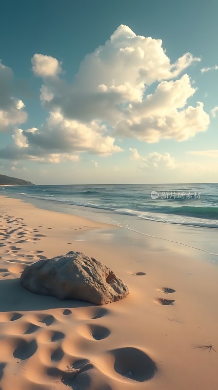 阳光下的海滩漫步