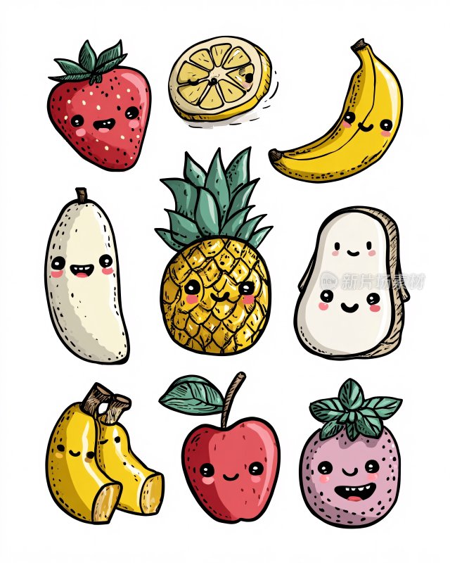 可爱卡通水果插画