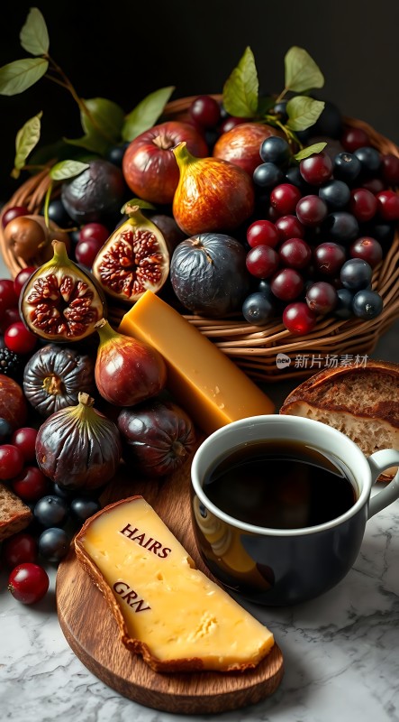 水果奶酪咖啡早餐