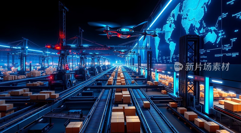 未来物流中心智能仓储与无人机配送