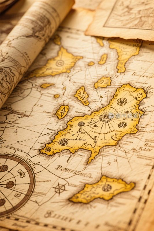 复古航海地图插画