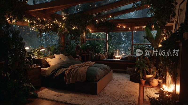 梦幻绿植环绕的温馨卧室