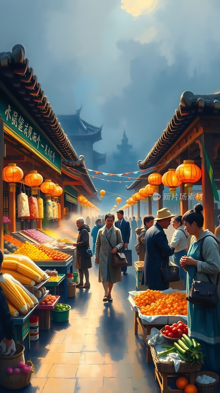 古街市集繁华景象