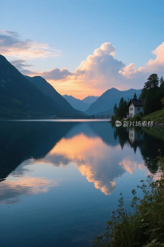 山水湖景风光图