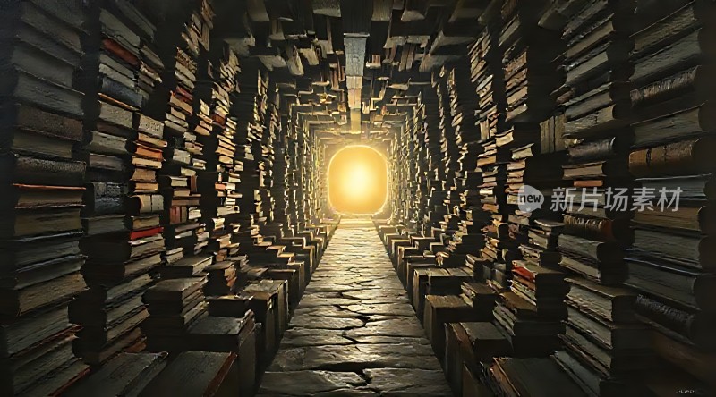 书海隧道光影交错探索未知之旅