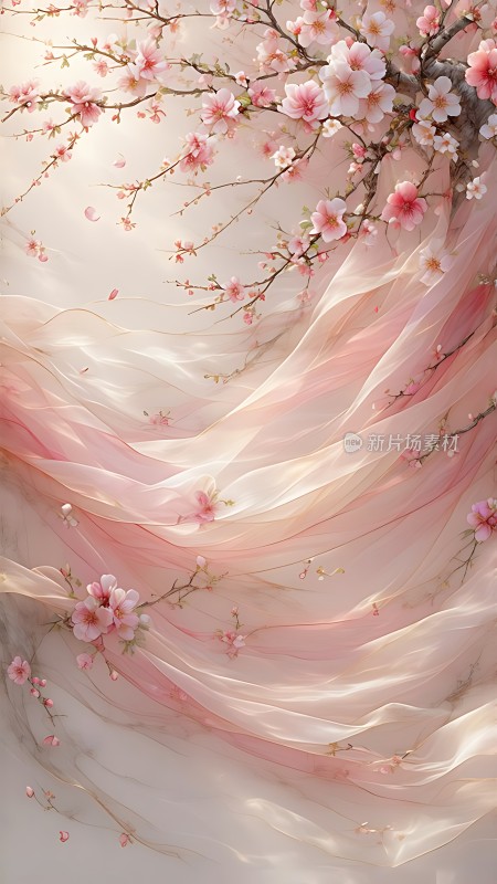 粉色樱花飘落轻盈如梦