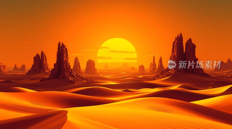 金色沙漠日落奇景
