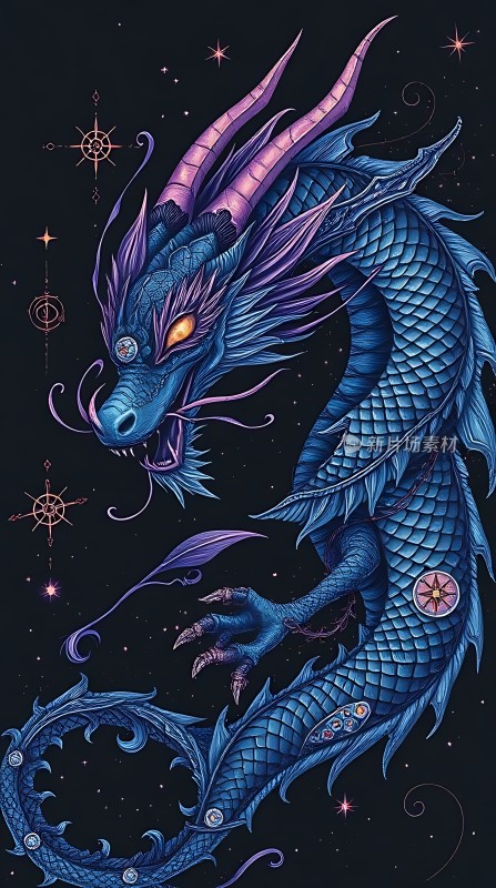 星空下的神秘蓝龙