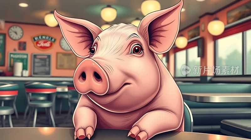 小猪餐厅探出头