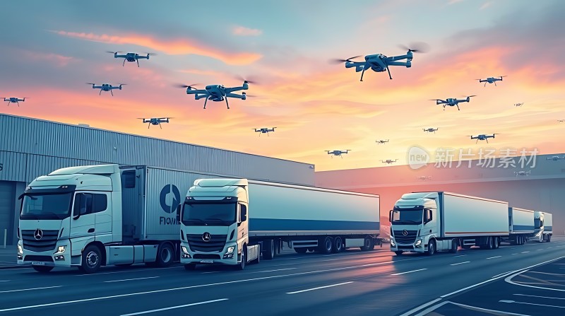 未来物流智能卡车与无人机协同作业