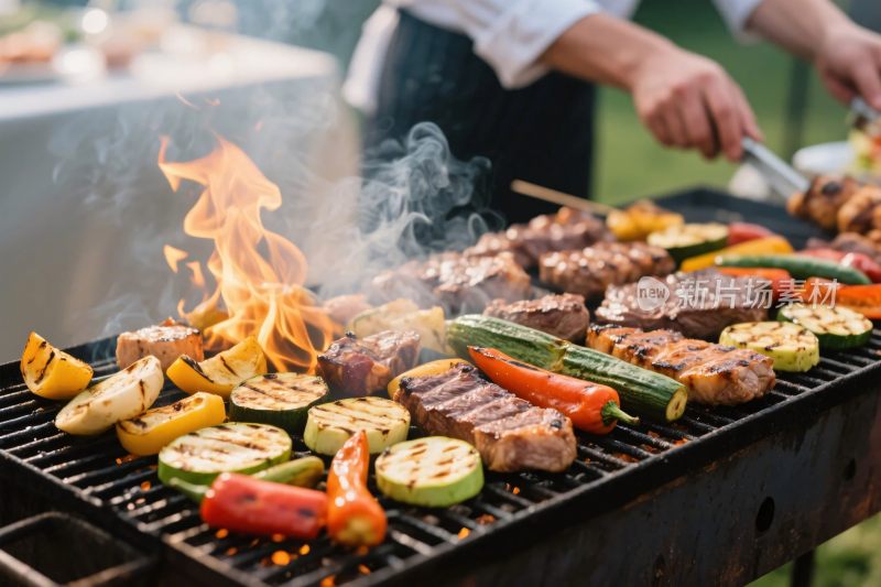 户外烧烤美食场景