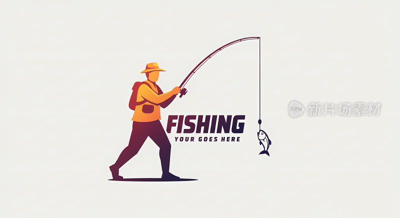 钓鱼标志插画