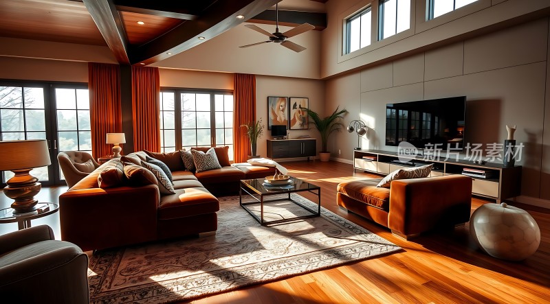 现代客厅温馨舒适阳光明媚家具布置精美