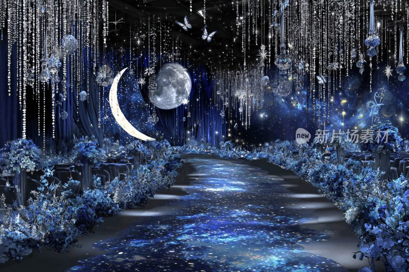 梦幻星空婚礼场景插画