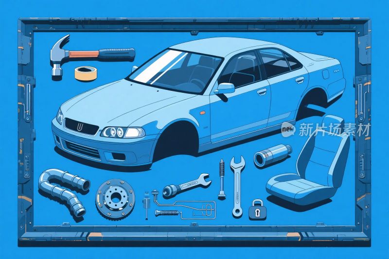 汽车维修工具插画