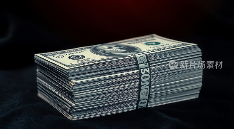 百元美钞堆叠展现财富与繁荣