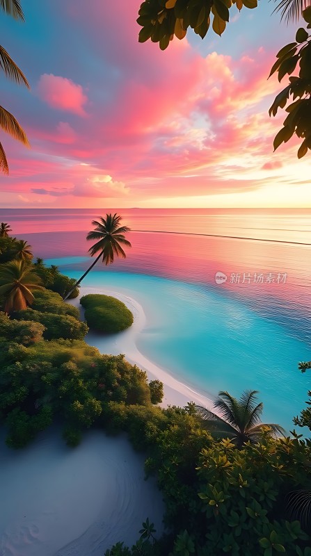 热带海滩日落美景