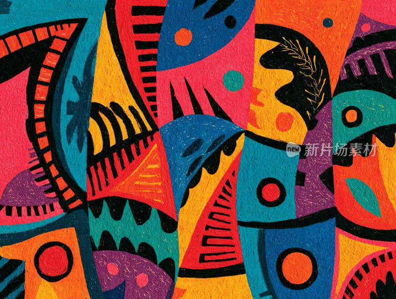 多彩抽象几何插画图案