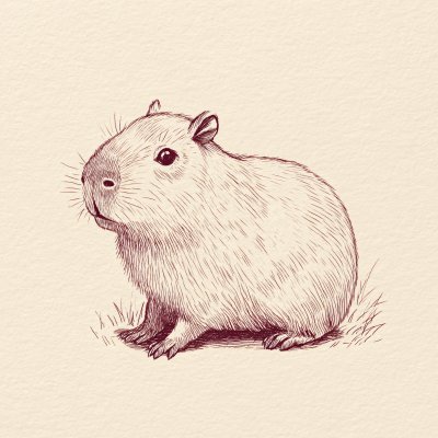 手绘可爱的豚鼠插画