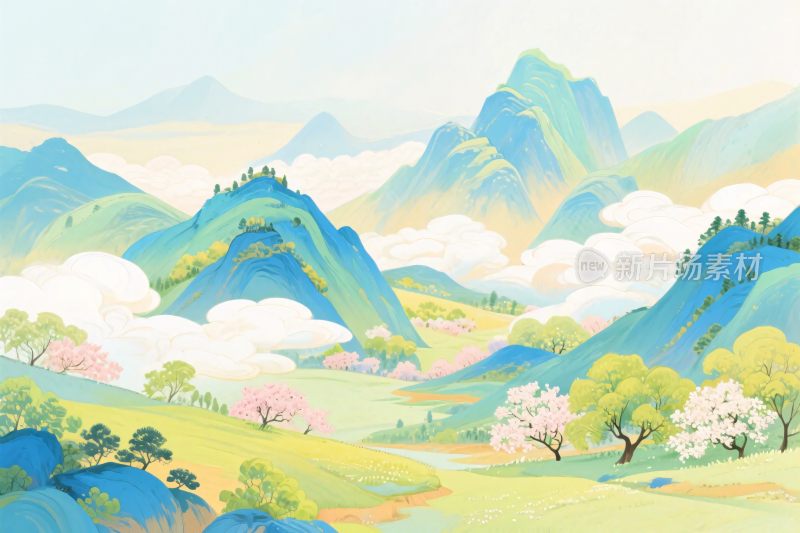 山水风景插画
