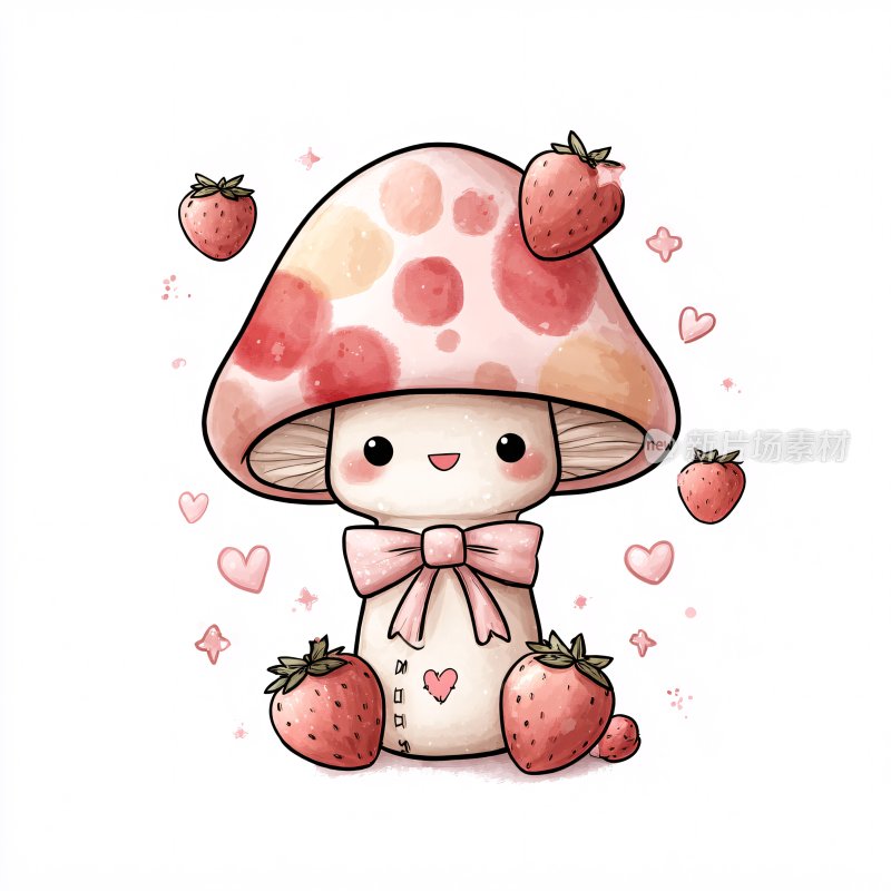 可爱蘑菇卡通形象插画