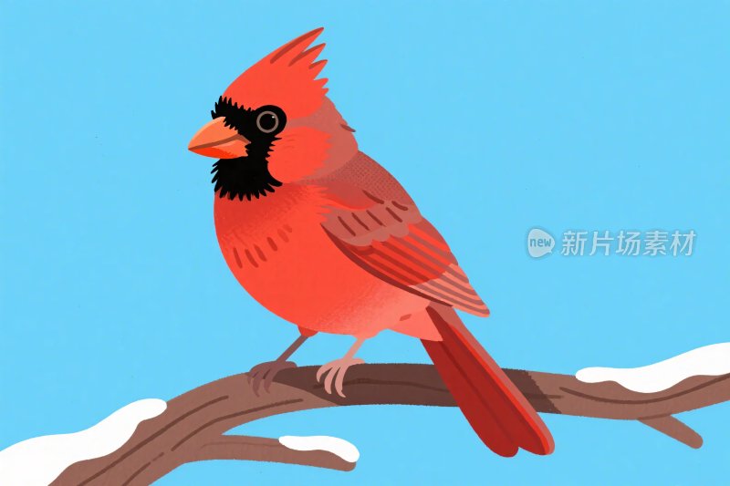 红雀栖息插画