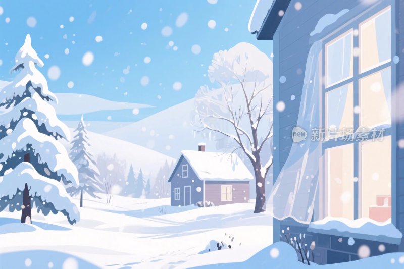 冬日雪景插画