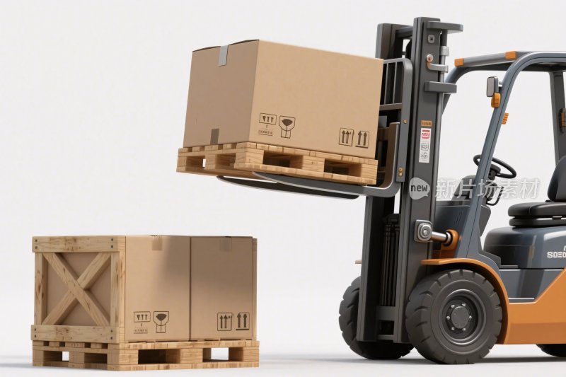 叉车装卸货物画面