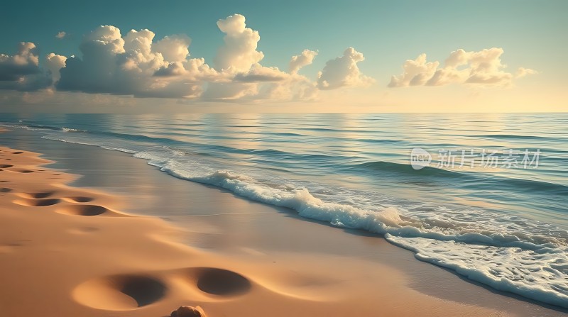 金色沙滩与蔚蓝大海