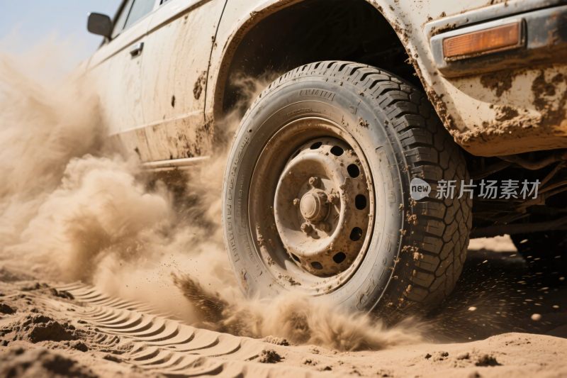越野车沙地行驶扬尘