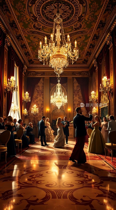 华丽舞厅里的优雅舞者
