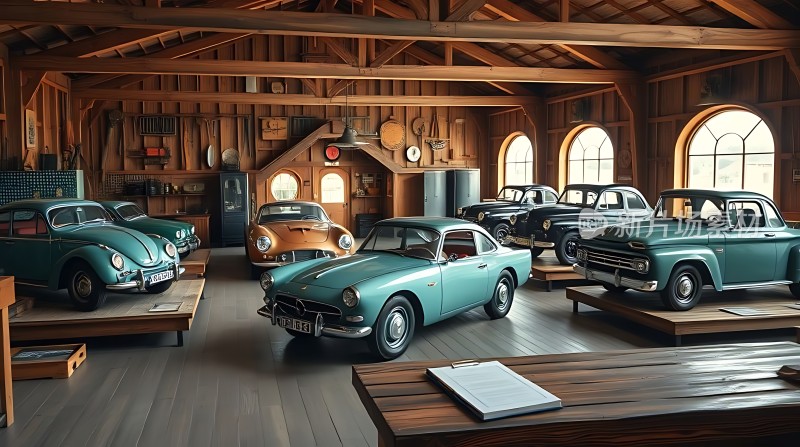 古董车库里的经典汽车盛宴