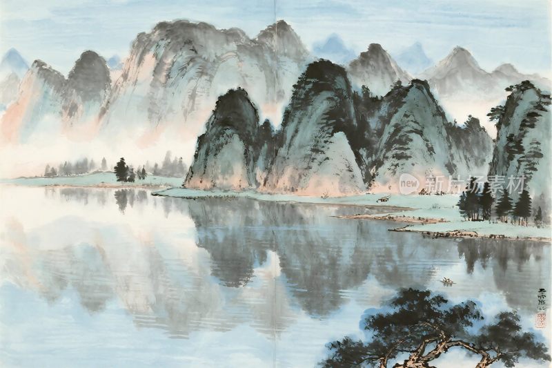 山水水墨风景画