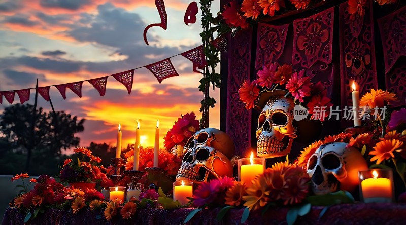 日落下的骷髅祭坛