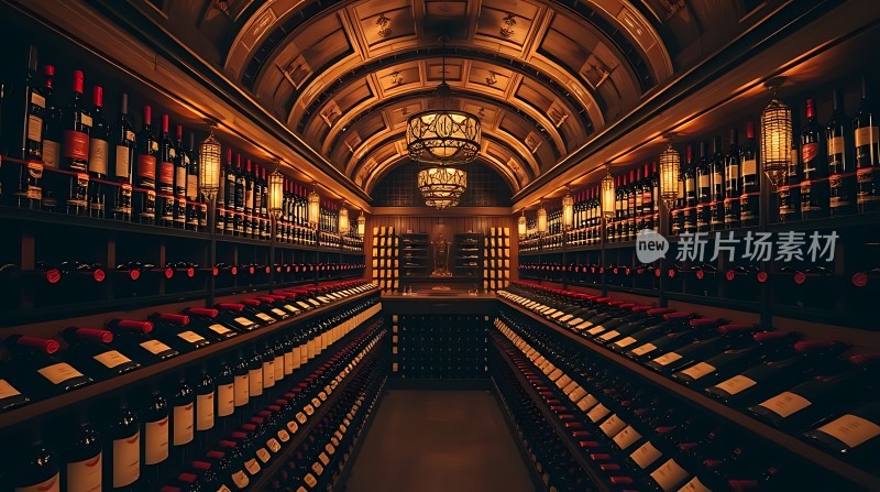 酒窖深处光影交错美酒琳琅满目