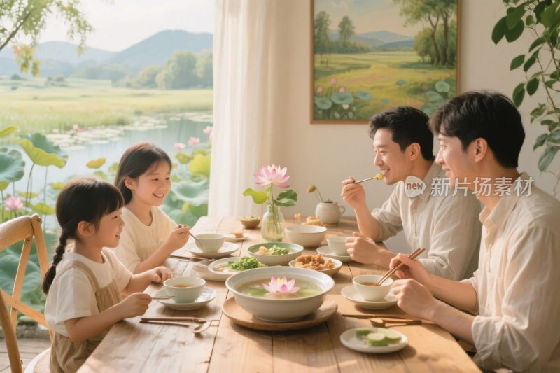 温馨家庭用餐场景