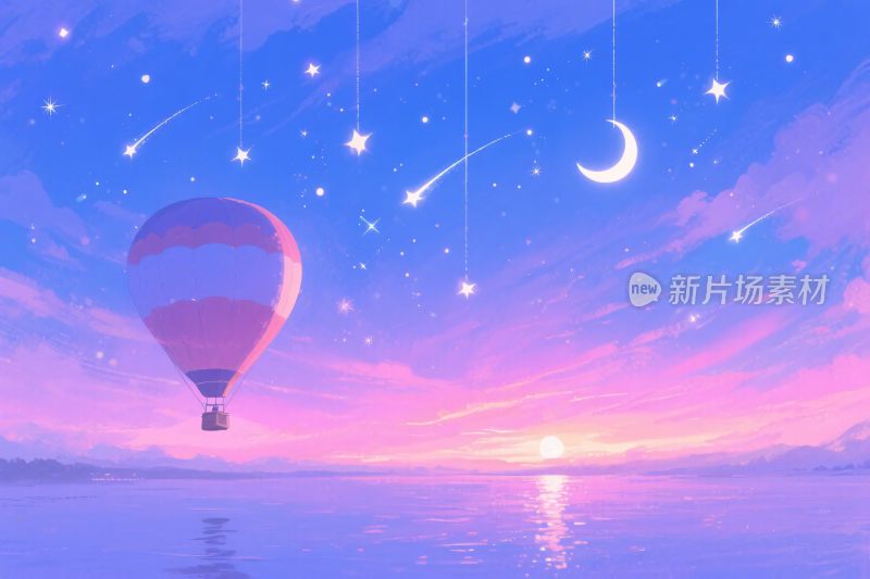 梦幻星空下的热气球之旅