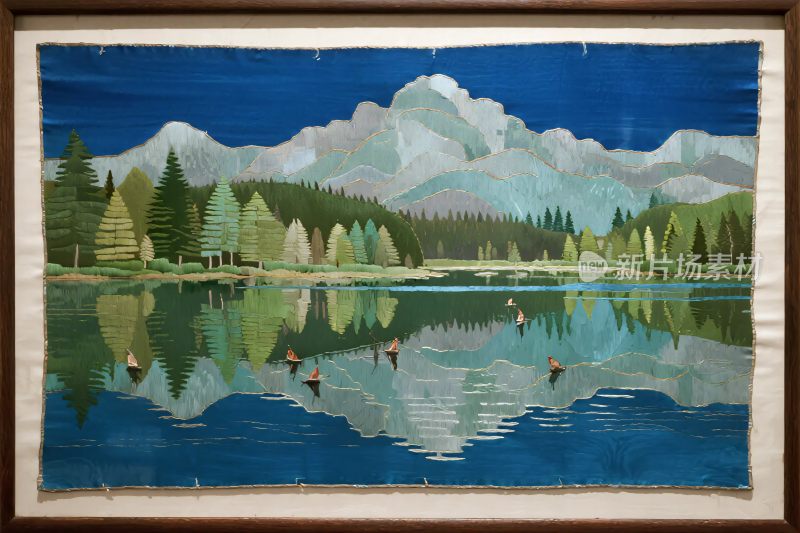 山水湖景风景画