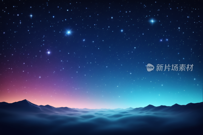 星空夜空有山有星高清背景纹理图片