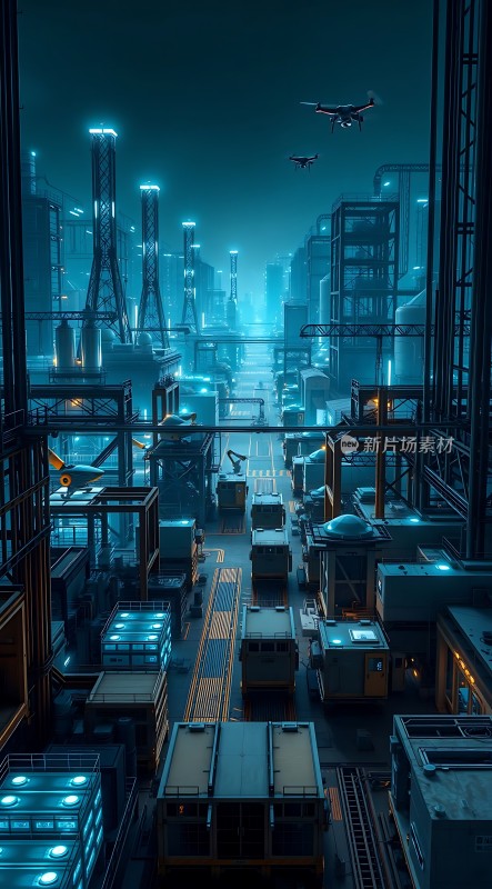 未来城市夜景科技与建筑的完美融合