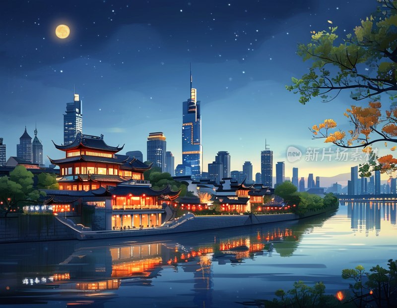 南京夜景摩天楼