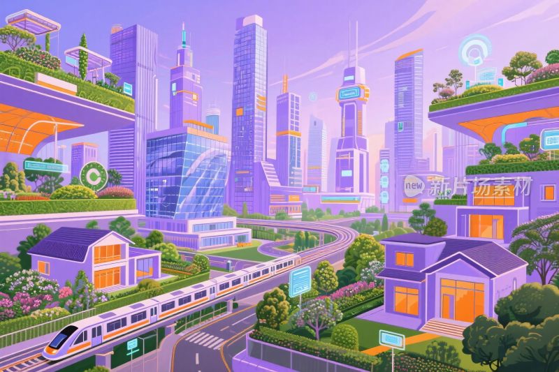 未来城市科幻插画