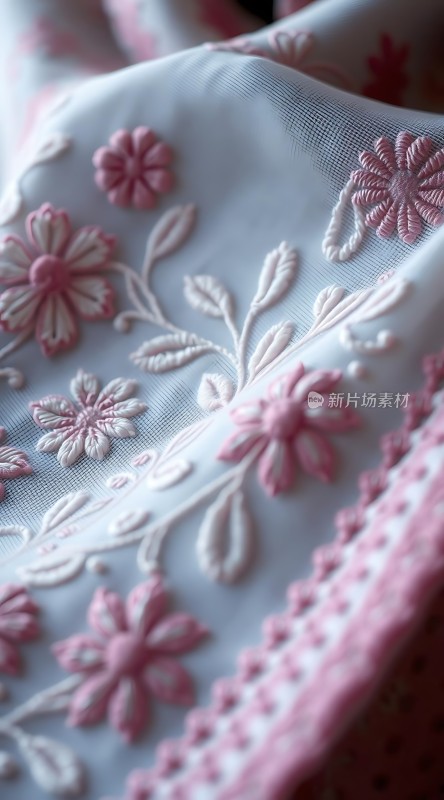 绣花布料细节特写