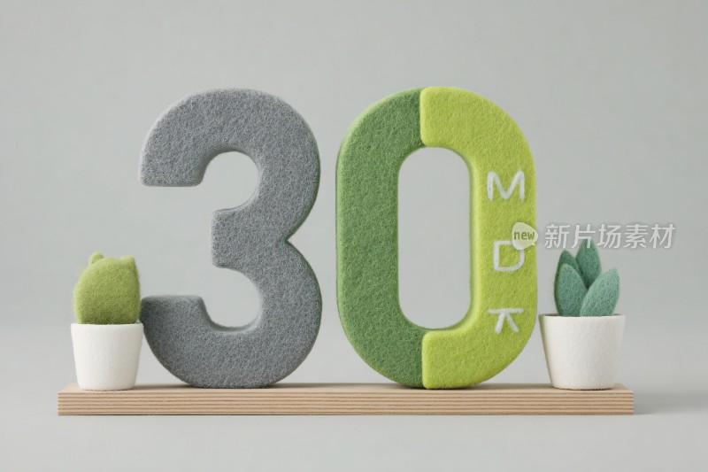 数字与绿植摆件组合