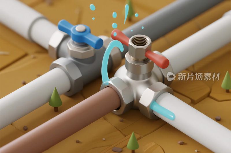 管道阀门水龙头插画