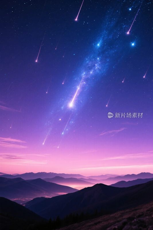 星空流星与山峦美景